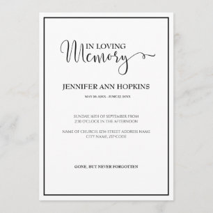 Classic Memorial Service Announcement Invitation