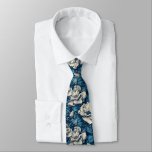 Classic Men Gifts Gardenias Flower Neck Tie