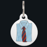 Classic Menswear Blue Shirt Tie Fashion Style Man Pet Name Tag<br><div class="desc">Pet tag design features an original illustration of a classic menswear shirt and tie. Just personalize with the name of your dog or cat. Lots of coordinating pet products are also available from this shop! Don't see exactly what you're looking for? Contact Rebecca to have a product customized just for...</div>