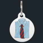 Classic Menswear Blue Shirt Tie Fashion Style Man Pet Name Tag<br><div class="desc">Pet tag design features an original illustration of a classic menswear shirt and tie. Just personalize with the name of your dog or cat. Lots of coordinating pet products are also available from this shop! Don't see exactly what you're looking for? Contact Rebecca to have a product customized just for...</div>
