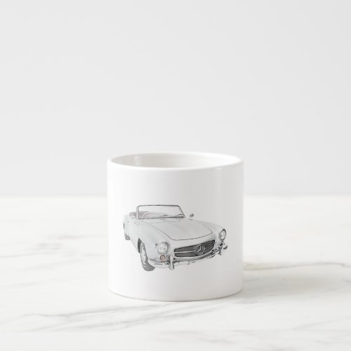 Classic Mercedes Convertible Black and White Espresso Cup