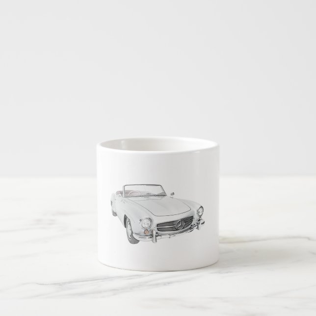 Classic Mercedes Convertible Black and White Espresso Cup (Front)