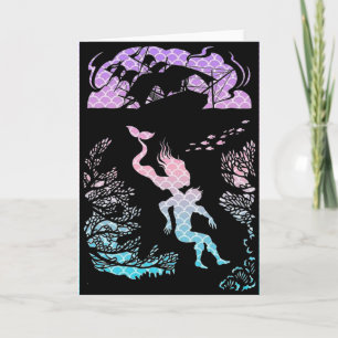 Classic Mermaid Fairy Tale. Blank Card