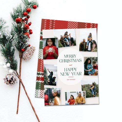 Classic Merry Christmas 8 Photo Collage  Holiday Card