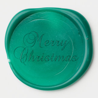 Classic Merry Christmas Calligraphy Green Wax Seal Sticker