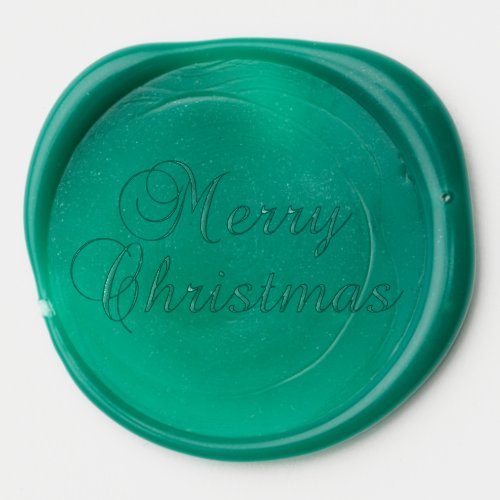 Classic Merry Christmas Calligraphy Green Wax Seal Sticker