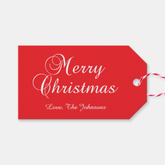 Classic Merry Christmas Calligraphy Red Gift Tags