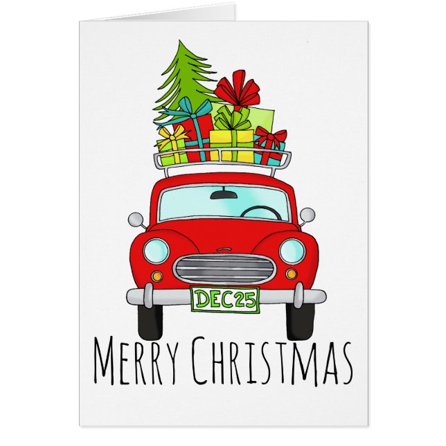 Classic Merry Christmas Car with Gifts (Front)