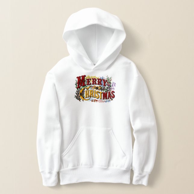 Classic "Merry Christmas" Colorful Hoodie (Laydown)