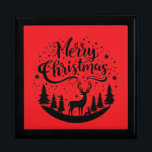 Classic Merry Christmas Deer and Tree Design Art Gift Box<br><div class="desc">Classic Merry Christmas Deer and Tree Design Art</div>