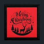 Classic Merry Christmas Deer and Tree Design Art Gift Box<br><div class="desc">Classic Merry Christmas Deer and Tree Design Art</div>