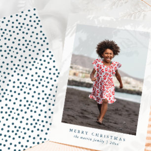 Classic Merry Christmas Dot Print Holiday Photo Card
