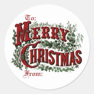 Classic Merry Christmas Gift Tag Stickers