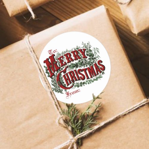 Classic Merry Christmas Gift Tag Stickers