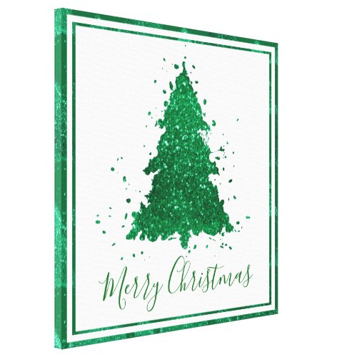 Classic Merry Christmas  Gorgeous Bold Green Tree Canvas Print