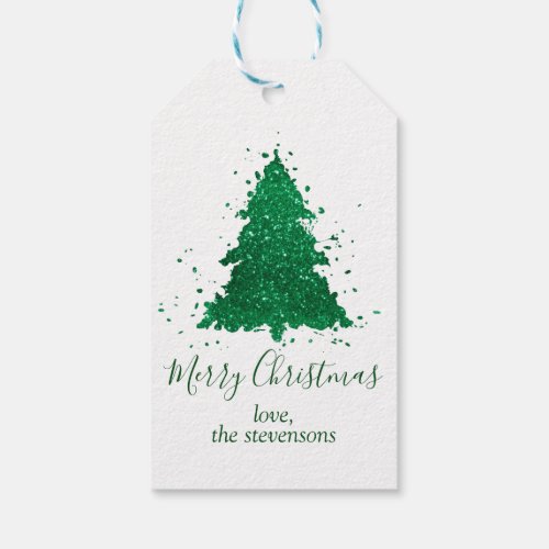 Classic Merry Christmas  Gorgeous Bold Green Tree Gift Tags