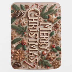 Classic Merry Christmas greenery Baby Blanket