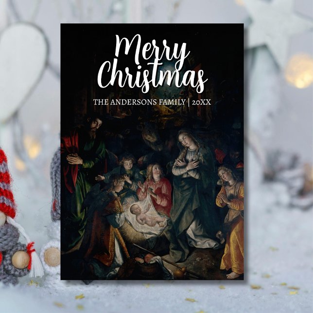 Classic Merry Christmas Nativity De Vos Holiday Card (Creator Uploaded)