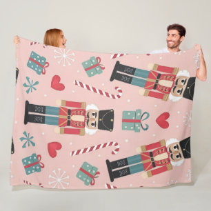 Classic Merry Christmas Nutcracker Holiday Fleece Blanket