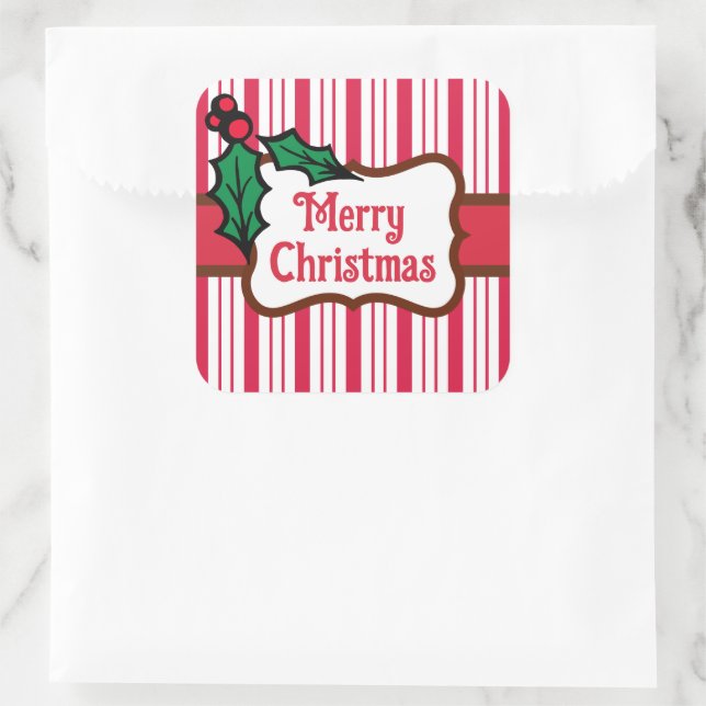 Classic Merry Christmas Peppermint Stickers  (Bag)