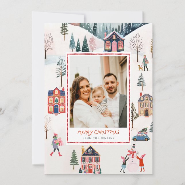 Classic Merry Christmas Photo Greeting Card (Front)