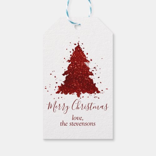 Classic Merry Christmas  Rich Crimson Red Tree Gift Tags