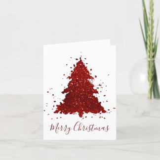 Classic Merry Christmas | Rich Crimson Red Tree Holiday Card