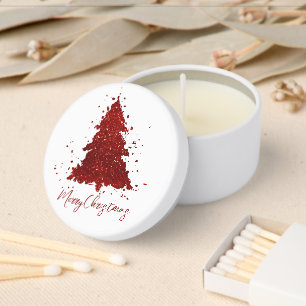 Classic Merry Christmas   Rich Crimson Red Tree Mini Candle Favors