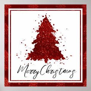 Classic Merry Christmas Rich Festive Crimson Red Poster