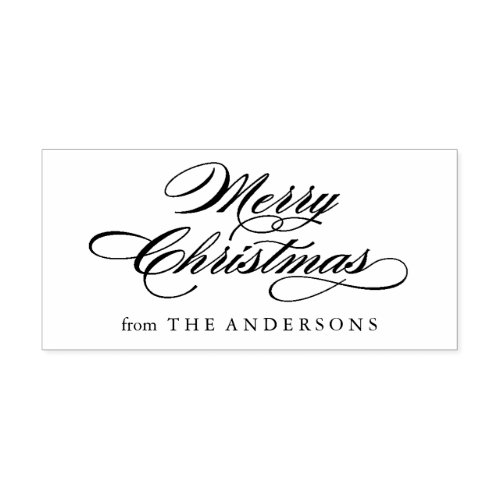 Classic Merry Christmas Script Return Address Rubber Stamp