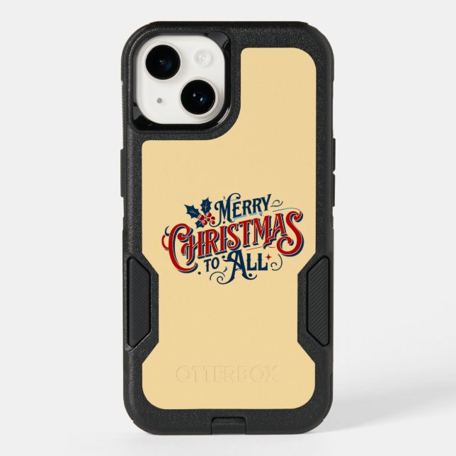Classic Merry Christmas to All Festive Holiday Art Otterbox iPhone Case (Back)