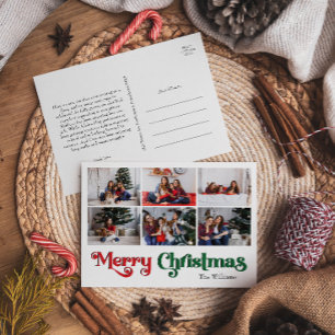 Classic Merry Christmas Year In Review 6 Photo Holiday Postcard