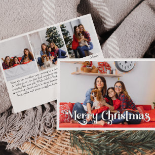 Classic Merry Christmas Year In Review Four Photo Holiday Card