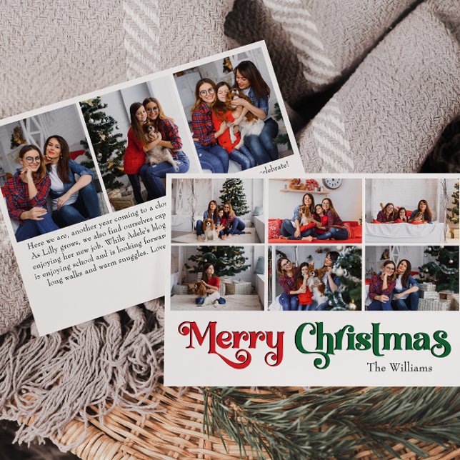 Classic Merry Christmas Year In Review Nine Photo Holiday Card (Creator Uploaded)