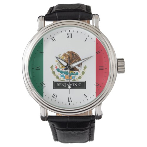 Classic Mexican Flag Custom Name Watch