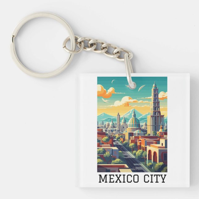 Classic Mexico City CDMX Retro Vintage Travel Keychain (Front)
