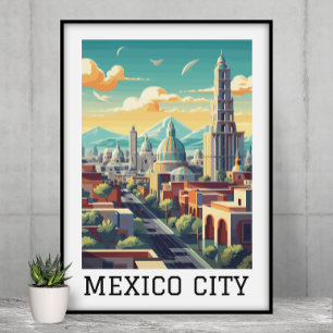 Classic Mexico City CDMX Retro Vintage Travel Poster
