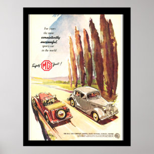 Classic MG Cars Transport Poster print