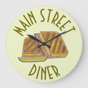 Classic Miami Cuban Sandwich Diner Deli Restaurant Large Clock