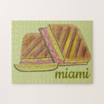 Classic Miami Cuban Sandwich Ham Pork Swiss Cheese Jigsaw Puzzle<br><div class="desc">Illustration features a delicious Cuban sandwich--a Miami, Florida favorite! This tasty pressed sandwich, a version of a classic ham and cheese, has Cuban bread, ham, Swiss cheese, pickles, mustard, and sometimes salami. Great for your favorite Floridian! This Cuban sandwich foodie design is also available on other products. Lots of other...</div>
