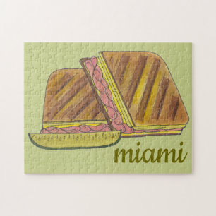 Classic Miami Cuban Sandwich Ham Pork Swiss Cheese Jigsaw Puzzle