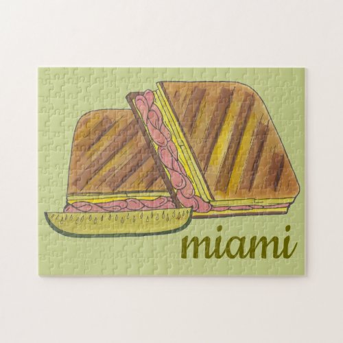 Classic Miami Cuban Sandwich Ham Pork Swiss Cheese Jigsaw Puzzle