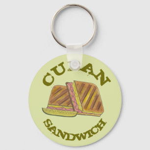 Classic Miami Cuban Sandwich Ham Pork Swiss Cheese Keychain