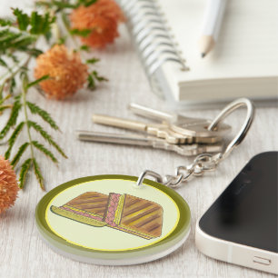 Classic Miami Cuban Sandwich Ham Pork Swiss Cheese Keychain