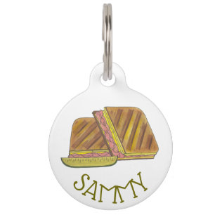 Classic Miami Cuban Sandwich Ham Pork Swiss Cheese Pet ID Tag