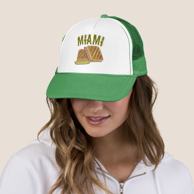Classic Miami Cuban Sandwich Ham Pork Swiss Cheese Trucker Hat (In Situ)