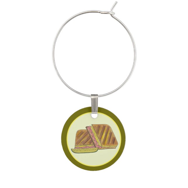Classic Miami Cuban Sandwich Ham Pork Swiss Cheese Wine Charm (Front)