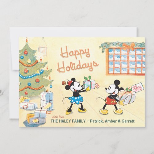 Classic Mickey and Minnie Happy Holidays Card