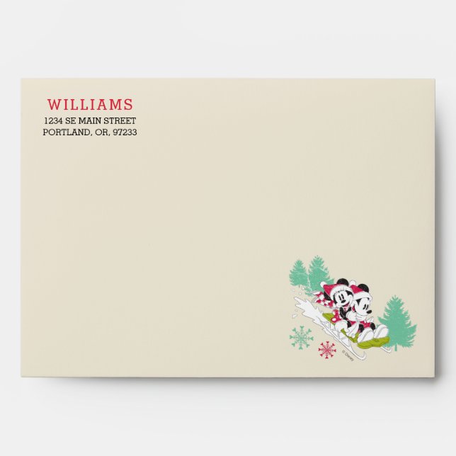 Classic Mickey and Minnie | Snow Sledding Envelope (Front)
