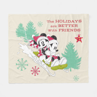 Classic Mickey and Minnie | Snow Sledding Fleece Blanket